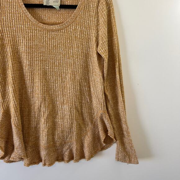 Anthropologie Saturday Sunday Wendy Ruffle Waffle Knit Thermal Top Womens XS - Picture 4 of 10